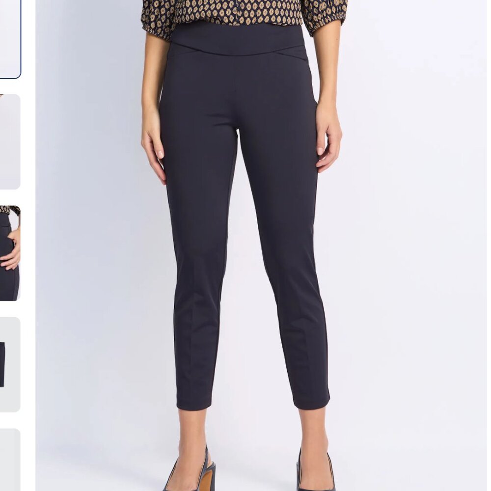 Tribal Alexa Pull On Straight Pant w/ Pockets & Flatten It Technology Navy 16